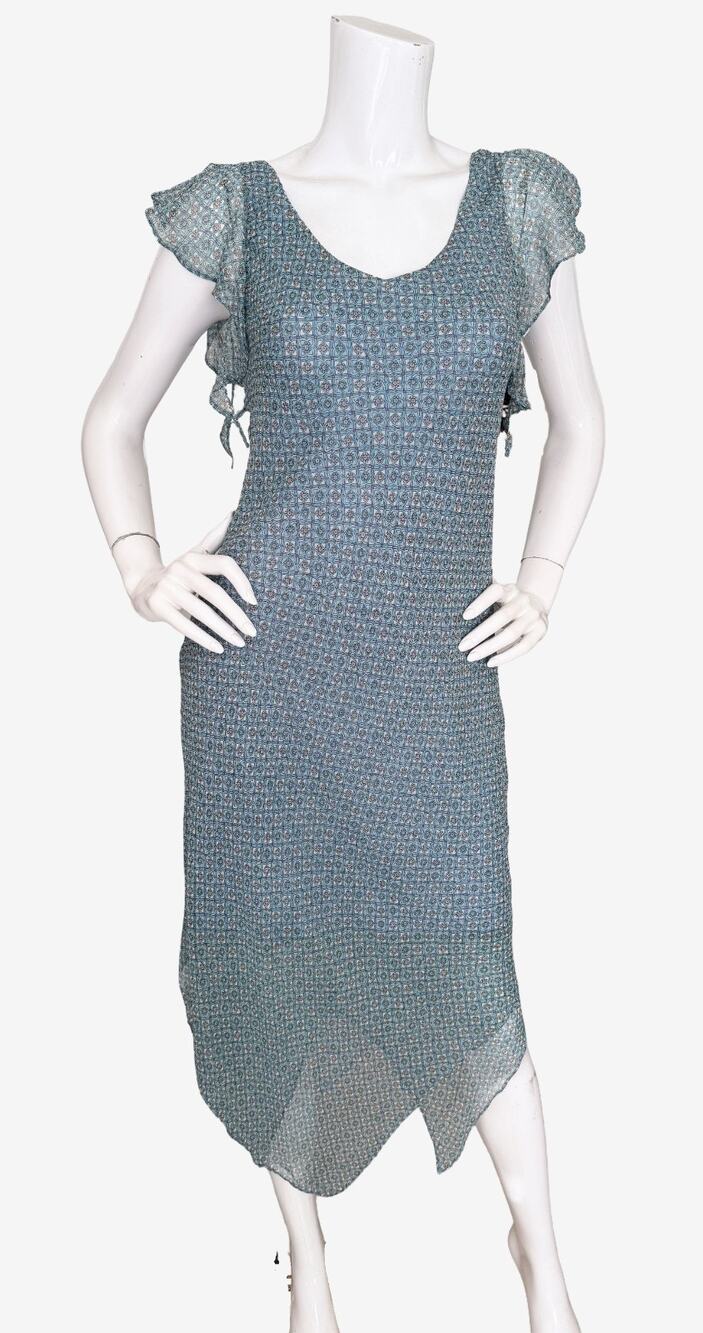 Vintage Y2K Lapis silk chiffon asymmetric flutter dress fairy whimsigoth NWT